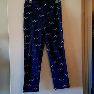 Uniqlo Navy Bird-Print Ankle Pants